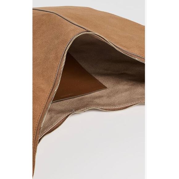 New! Madewell The Essential Curve Shoulder Bag Suede Adjustable Strap Cognac - Picture 6 of 10